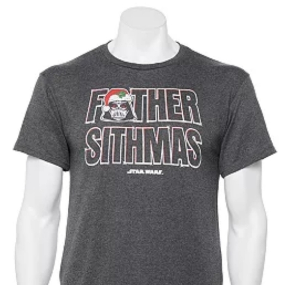 Star Wars Father Sithmas Tee – S Gray Crewneck “Humbug, I Am Not” Vader Holiday - Picture 2 of 6